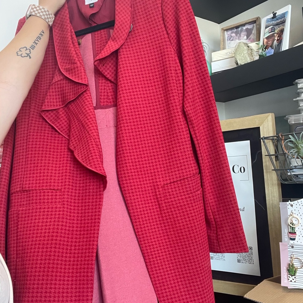 CAbi Red Houndstooth Blazer